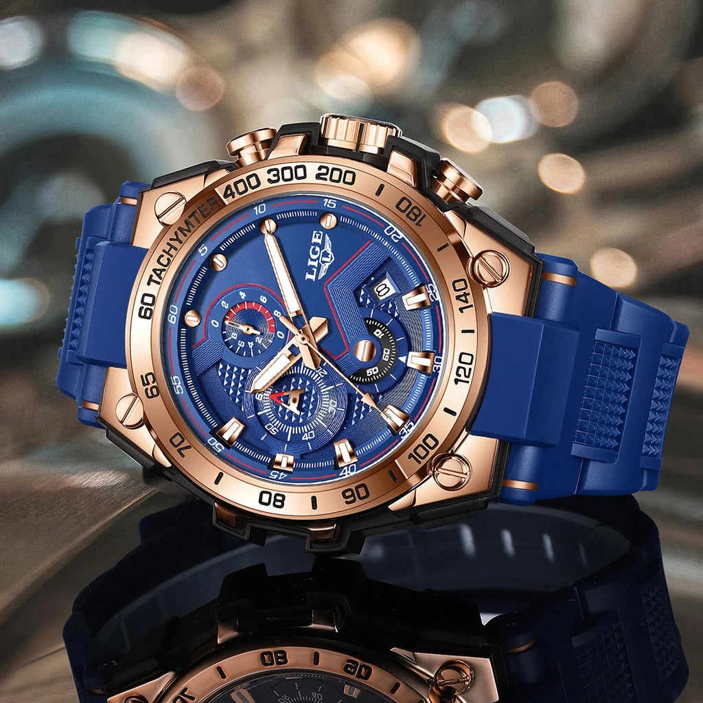 LIGE New Luxury Men‘s Watch Brand Fashion Digital Watches Men Gifts Waterproof Multifunctional Quartz Wristwatches Reloj Box