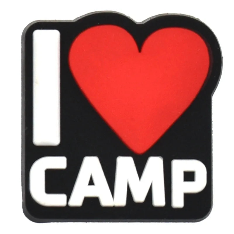 New 1Pcs Love Camp Travel Party Shoes Charms for Crocs DIY  Clogs Kids Pin Decoration Jeans Shoe Accessories X-mas Wholesale