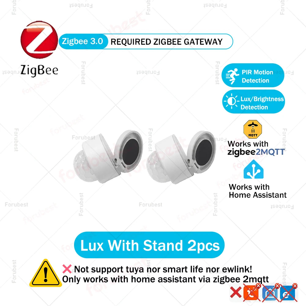 Zigbee 3.0 PIR Motion Sensor Infrared Detector Human Body Movement & Lux Brightness Light Sensor Works with Home Assistant Z2M
