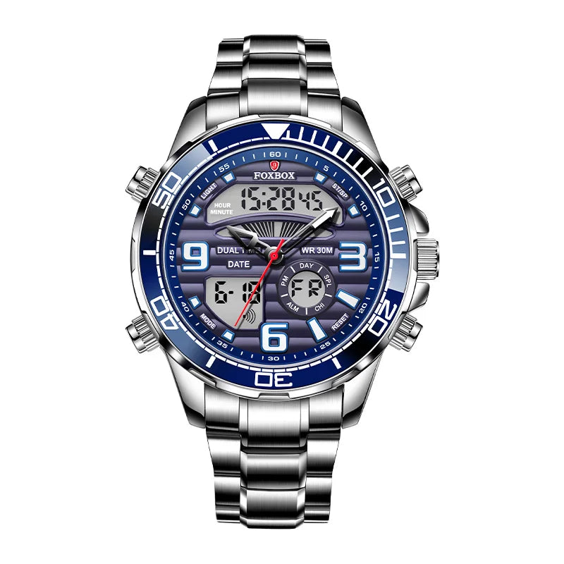 2024 Top Brand Luxury Digital Mens Watches Top Luxury Sport Quartz Wristwatch For Men All Steel Military Waterproof Clock+Box