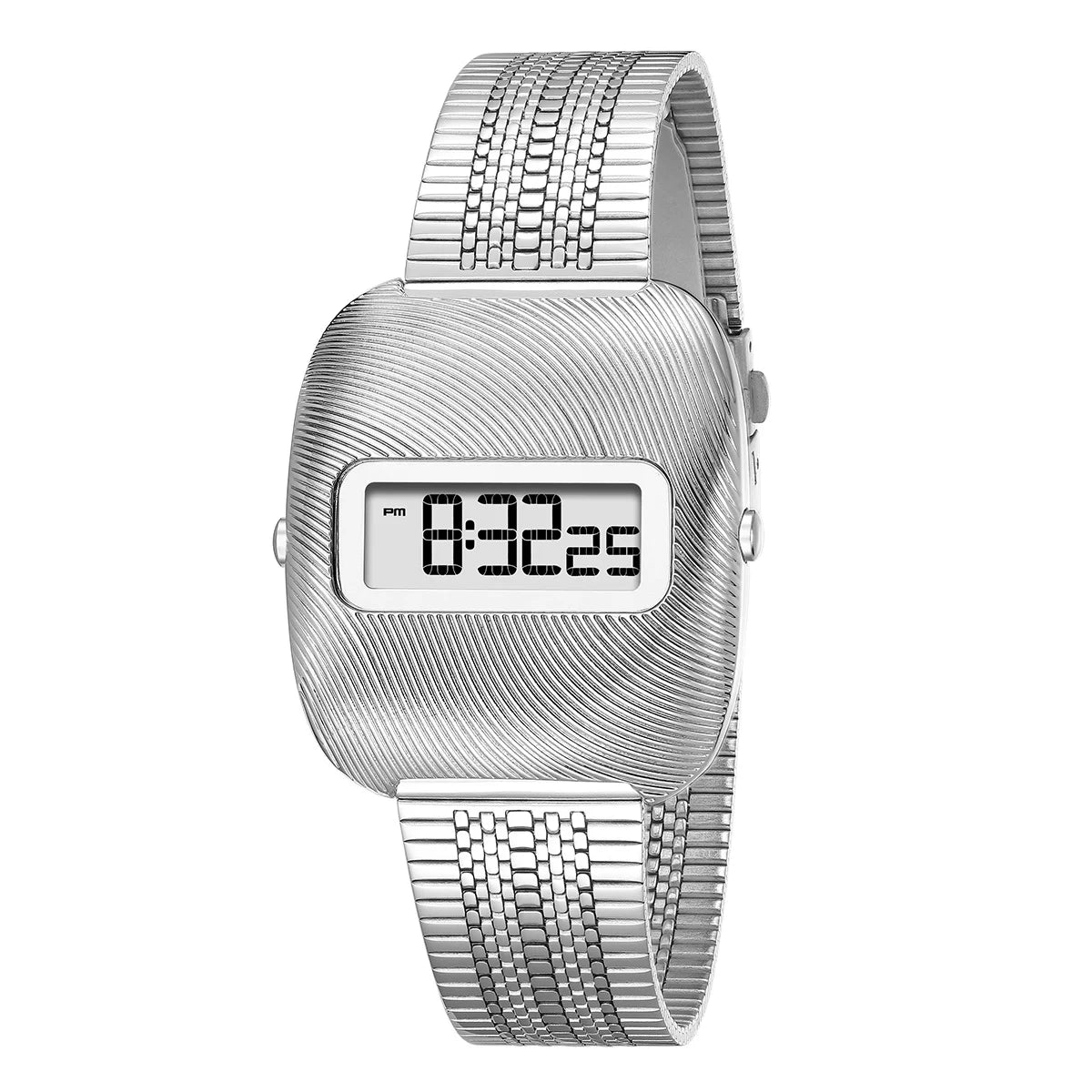 Smart Digital Calendar Simple Retro Wristwatch Square Dial Digital Watch with Electronic Movement Stainless Steel Strap 2026+