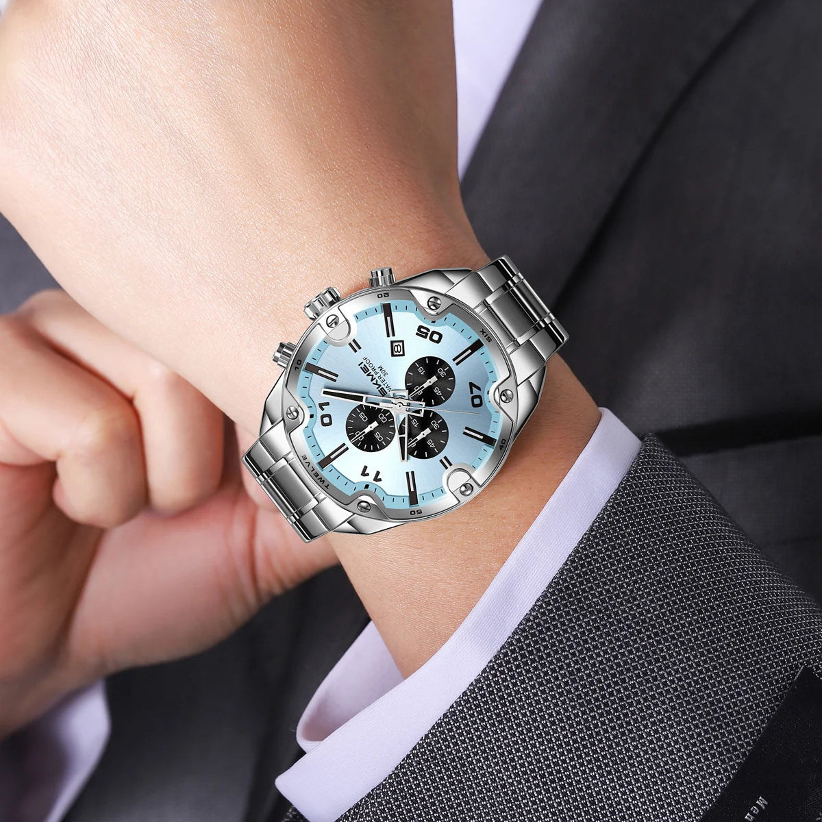 SKMEI 9387 Quartz Wristwatch Luxury Men Women Business Watch Fashion Timer 3 Bar Waterproof Sports Clock Date Countdown Display