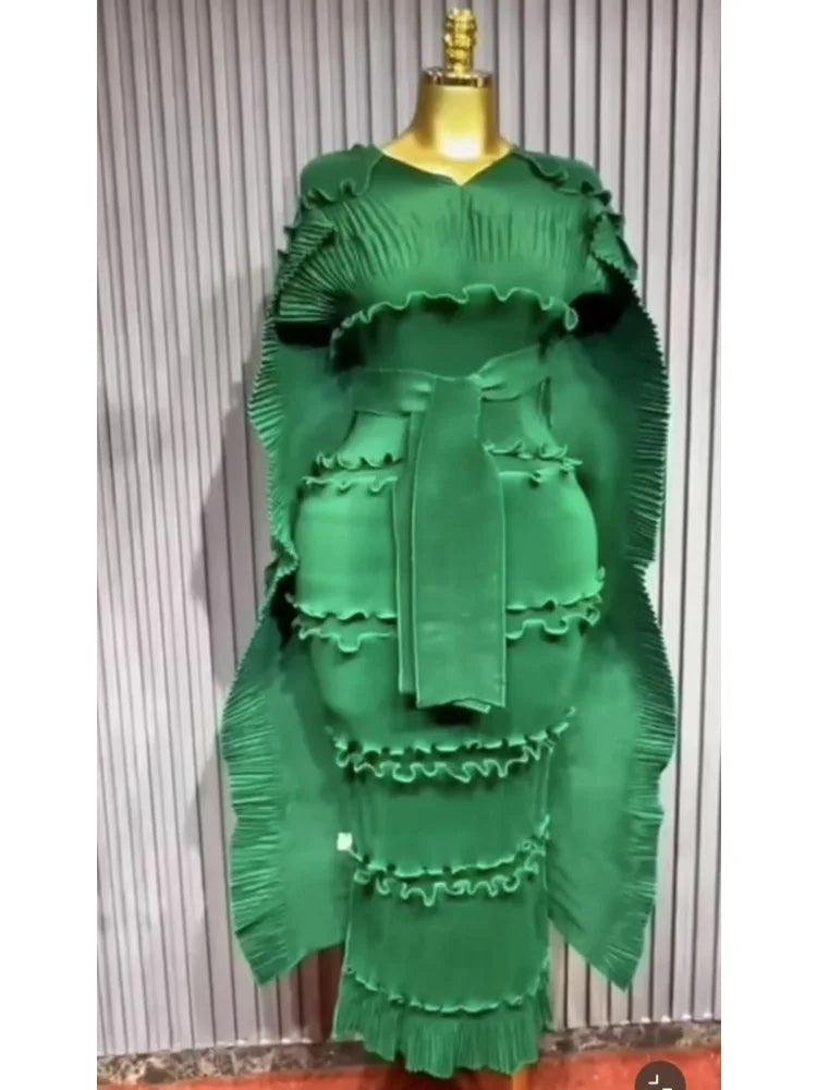 2025 High-end Banquet Dress Light Luxury Niche Ruffle Cake Skirt Heavy Industry Pleated Slim Long Dresses Summer New