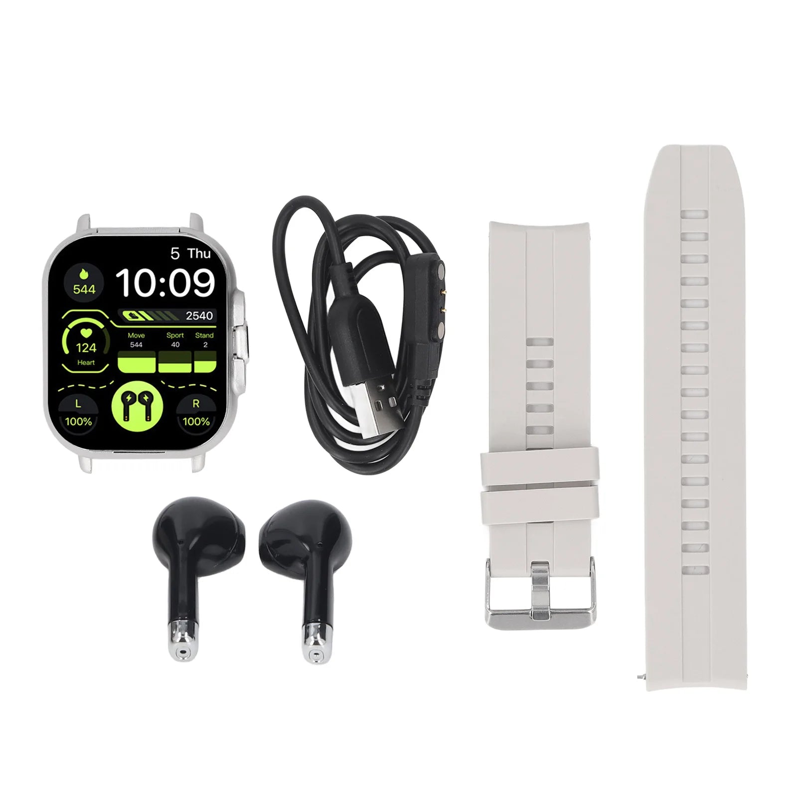 Sports Watch 2 in 1 Bluetooth Earbuds Smart Watch Multifunctional Long Battery Life 2.01 Inch HD Screen for IOS 11.0+